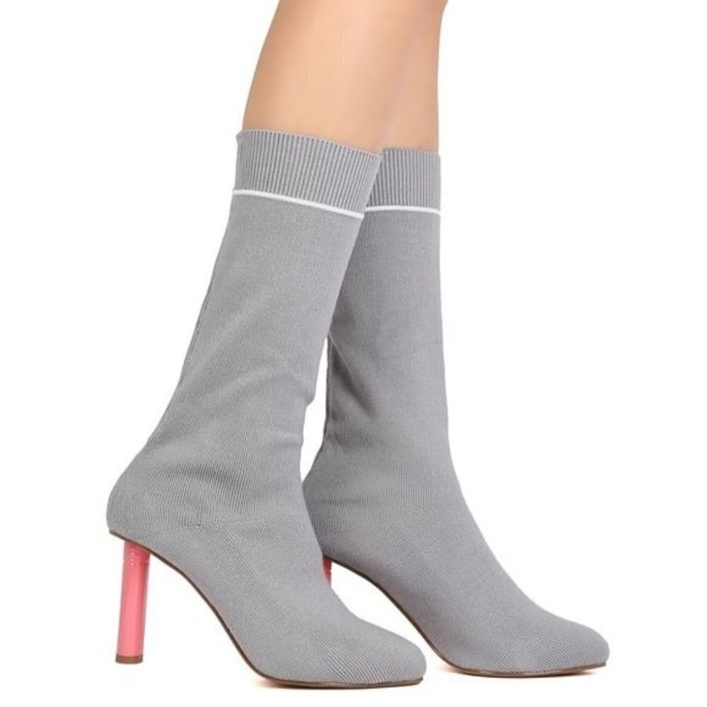 Cape Robbin‎ Grey Sweater Sock Boots - Size 6
